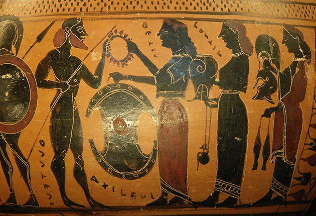 Aquiles recebe de Tétis as armas forjadas por Hefesto